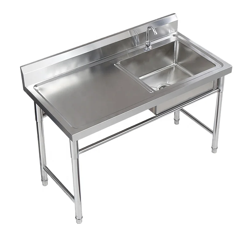 Durable Stainless Steel Washing Sink With Drainboard Hot Sale Stainless Steel Commercial Kitchen Sink