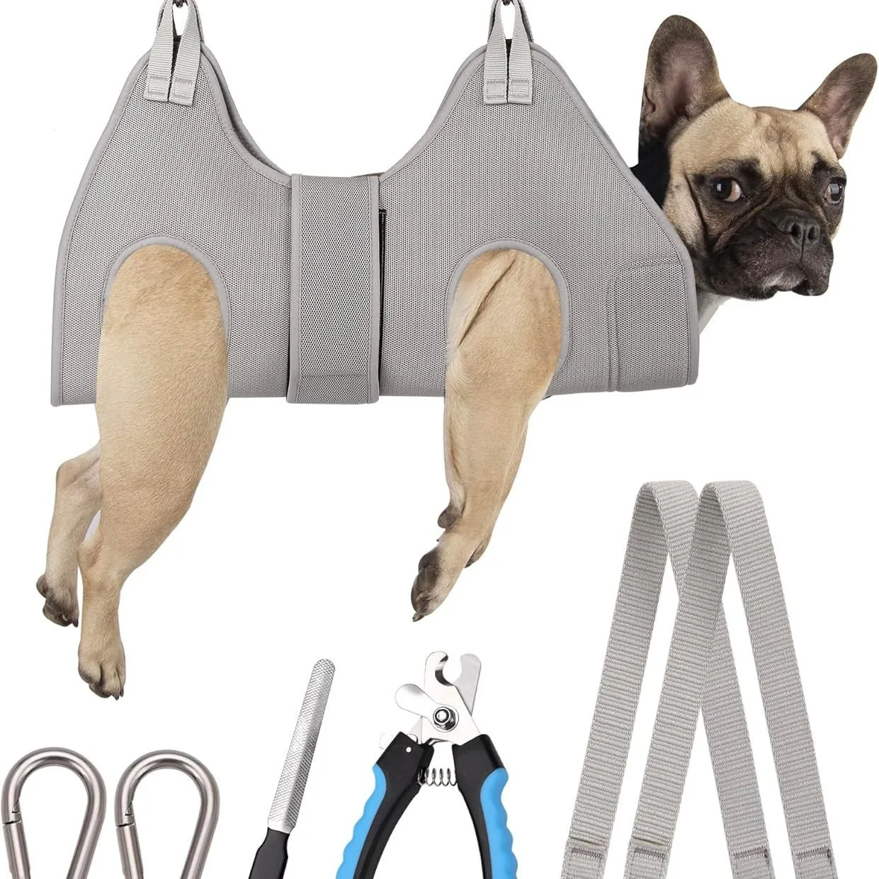 Dog Grooming Hammock For Nail Trim Silver Gray Holder Dog Hanger For Nail Trimming With Thick Neck Support