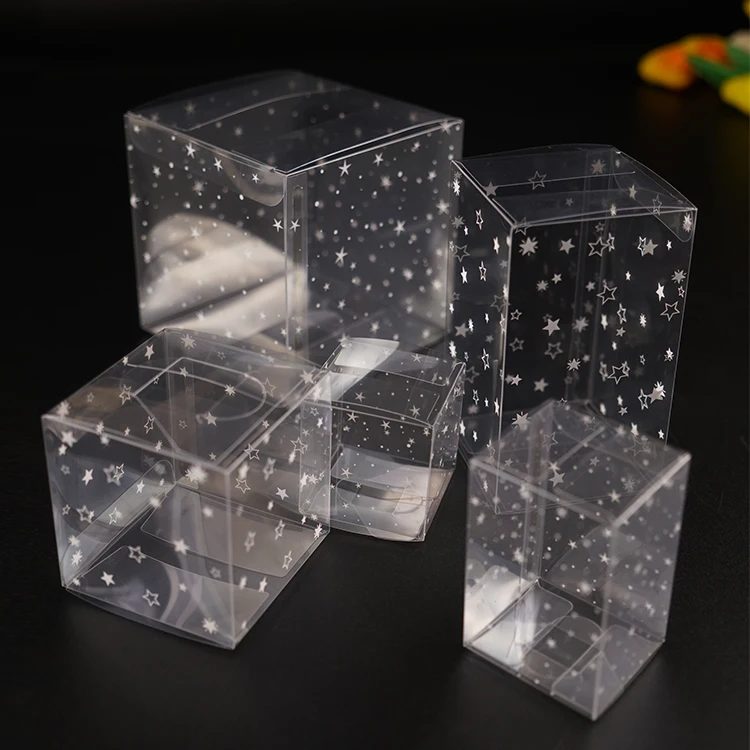 Clear RPET PP PET Rectangular Star Print Shape Gift Box With Lid Rejuvenating Set Acetate Box Packaging