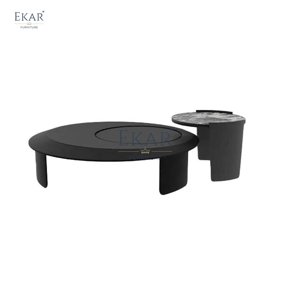 Modern Sleek round Coffee Table with Luxury Marble and Glass Stylish Side Table for Contemporary Living Rooms and Dining Use