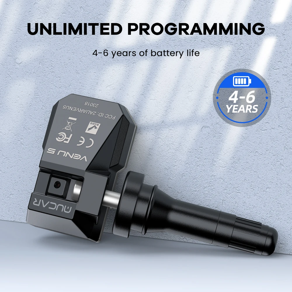 4 szt./zestaw MUCAR VENU 5 Czujnik TPMS Monitor ciśnienia w oponach samochodowych 315 MHz i 433 MHz Narzędzie do naprawy opon Nauka/Aktywacja/Programowanie