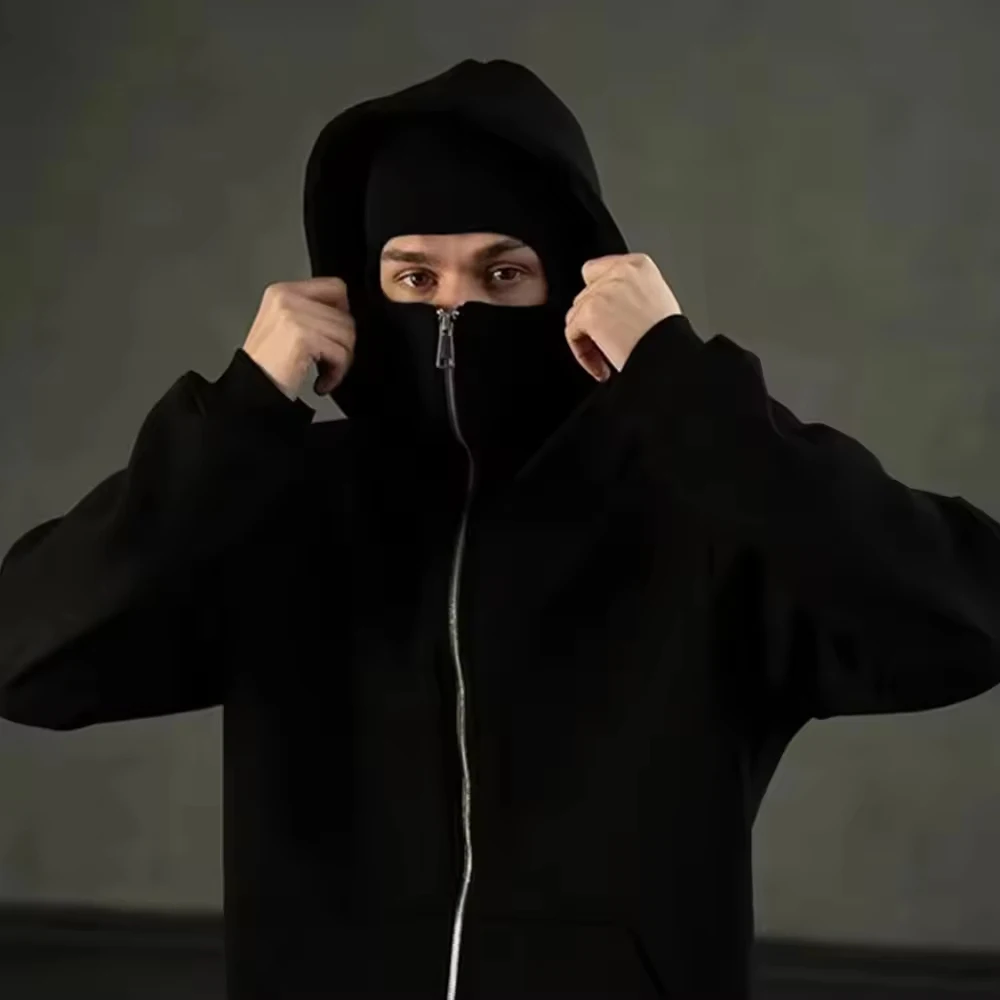 Custom Logo Full Zip Balaclava Hoodie for Men - Breathable Fall 