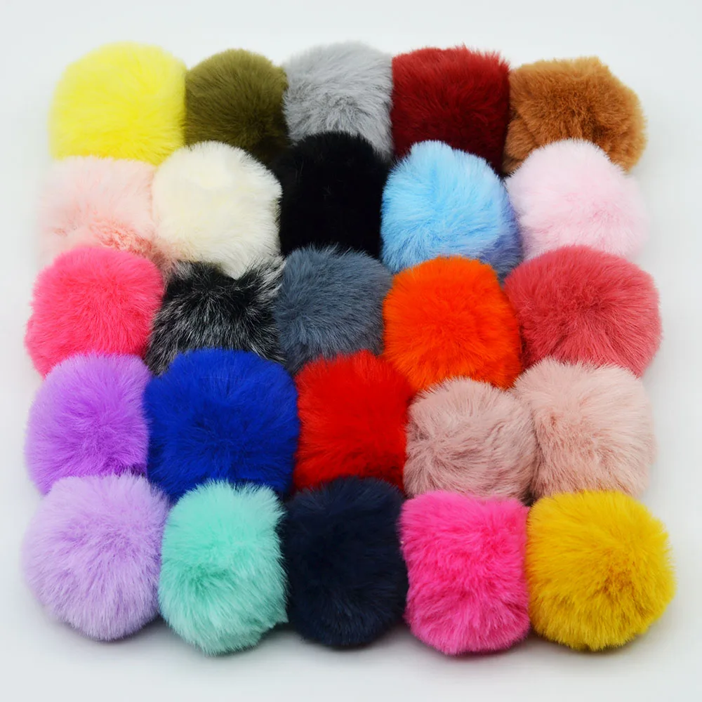 12Pcs Faux Fox Fur Fluffy Pompom Ball, Soft Faux Fur DIY Pompom Ball With Elastic Loop For Hats Keychains Scarves Gloves Bags Accessories,10cm (6 Colors,2pcs Per Color) (A - Foto 7