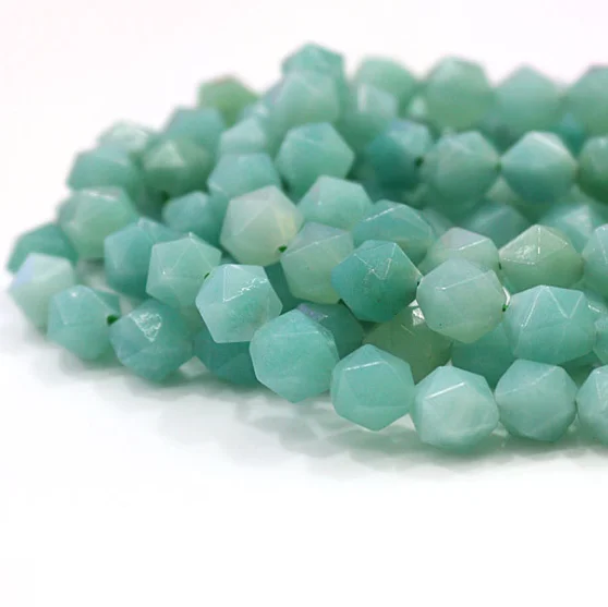 Faceted Round Blue Amazonite Color Jade Stone Loose Jewelry Beads Making 15" Gem