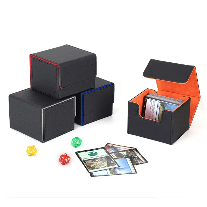 MIO 100+ Wholesale Portable Gaming Solitaire Dice Custom Premium Texture Black Storage Pu Deck Box MIO 100+ Wholesale Portable Gaming Solitaire Dice Custom Premium Texture Black Storage Pu Deck Box