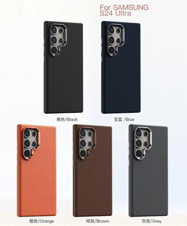 product laudtec luxury anti drop full protective cell phone cover for samsung s24 ultra pu leather magnetic mobile cover protector-2