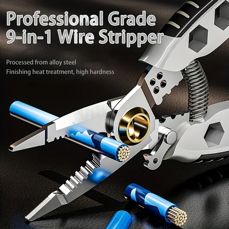 Wire Stripper Multi function Sharp Cutting Quick Splitting Wire Stripper,7 Inch Multipurpose Current Lead Stripper