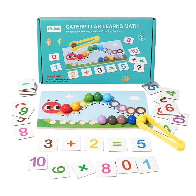 Jouets mathématiques Montessori à Clip pour enfants, entraînement à la motricité Fine, couleurs assorties, chenille, apprentissage des nombres, jouets éducatifs