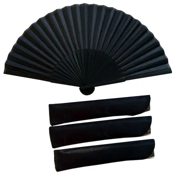 Have stock wedding favor silk wedding hand fan white black sold color silk flat ribs cool gift