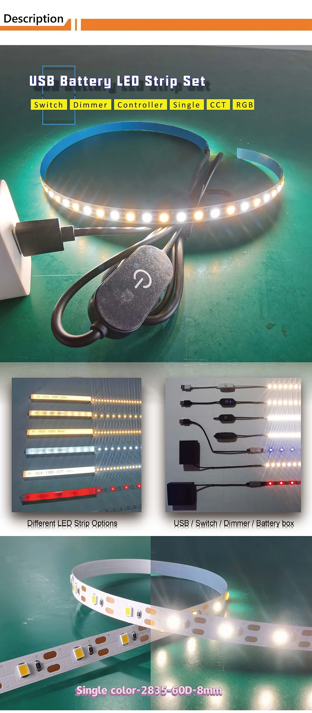 Wholesale 3.7v 5v 2835smd 60leds/m White Small Battery Box Operated Led