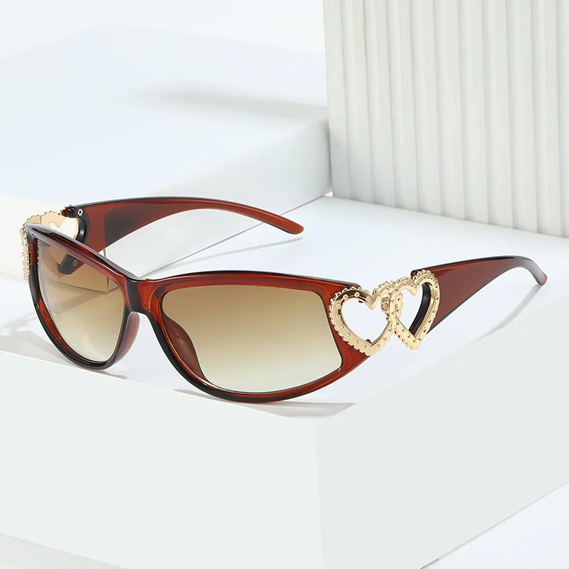 Oval Cute Heart Sun Glasses Women Vintage Pink White Y2K Trendy Sunglasses  2024 Vintage UV400 Fashion Sunglasses for Girls