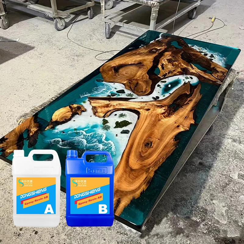 Factory Handmade Wood Deep Pour River Table Top Crystal Clear AB