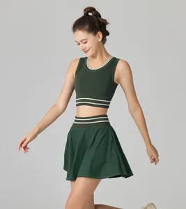 Youth Breathable Tennis Wear Sports Sweat Suit Adult Tennis Wear with Front Logo Bra Skirt Pants