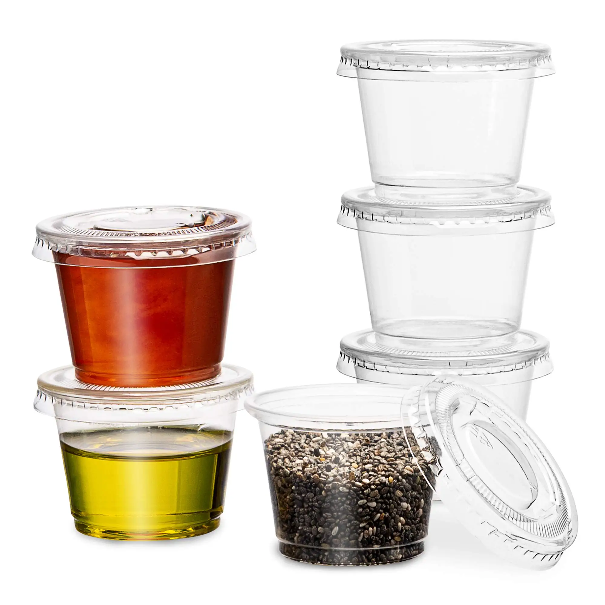 Clear 4oz Disposable Restaurant Small Plastic Sauce Containers Portion