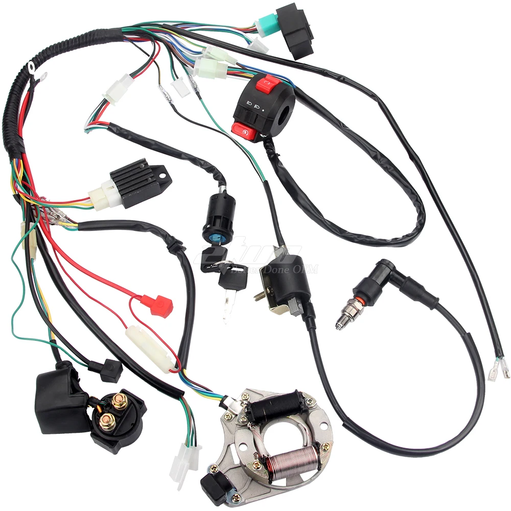 CDI Harness Assembly Wiring Kit ATV Electric Start Quad Fit for 2 Strokes and 4 Strokes 50 70 90 110 125CC 