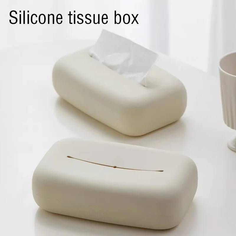 Custom Logo Cube Tissue Box Holder Silhouette Napkin Holder for Home Decorative Car Bathroom Silicone Cover for Table