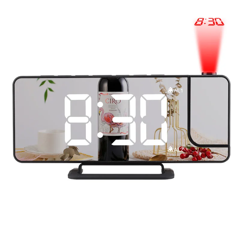 Newest Projection Table Alarm Clocks with Radio Projector Thermometer Humidity Phone Charger Digital LED Alarm Clock
