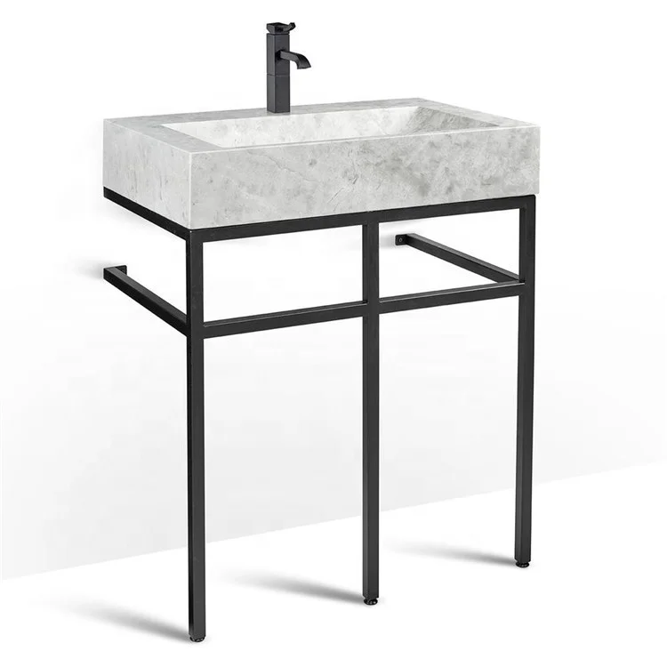 Bathroom Sink Console With Shelf Vanity Basin Metal Table Legs Marble Quartz Stone Countertop Bathroom Vanity Top