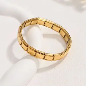 Trendy Women's 9mm Modular Chain & Link Bracelet Stretchable Stainless Steel Jewelry