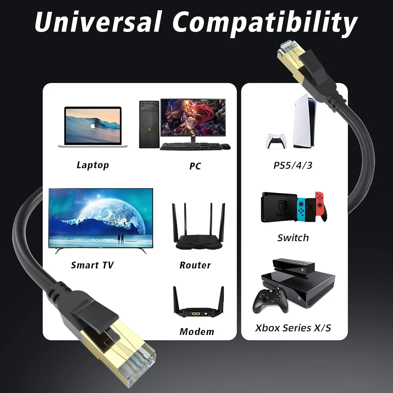40gbps 2000mhz S/ftp Utp Cat6 Cat6a Cat7 Cat 8 Rj45 Network Lan Patch