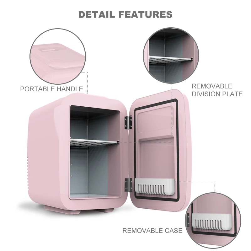 4L Portable Mini Fridge with Retro Design DC12V  Travel Compact Refrigeratorv for Home and Car