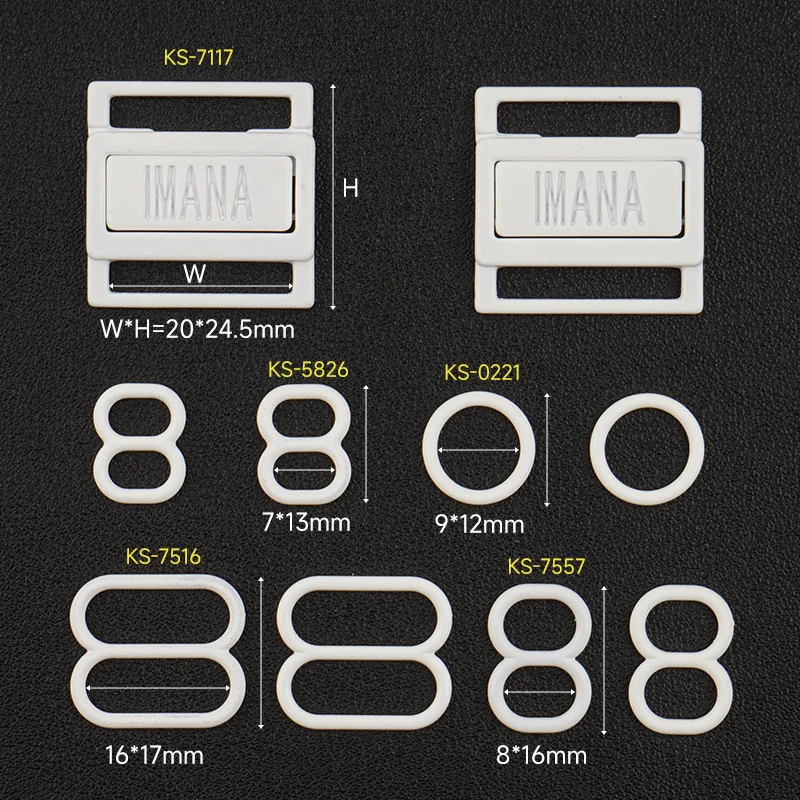 Underwear Accessories Metal Label Bikini Connector Custom Bra 8 Sliders Buckle O Rings G Buckle