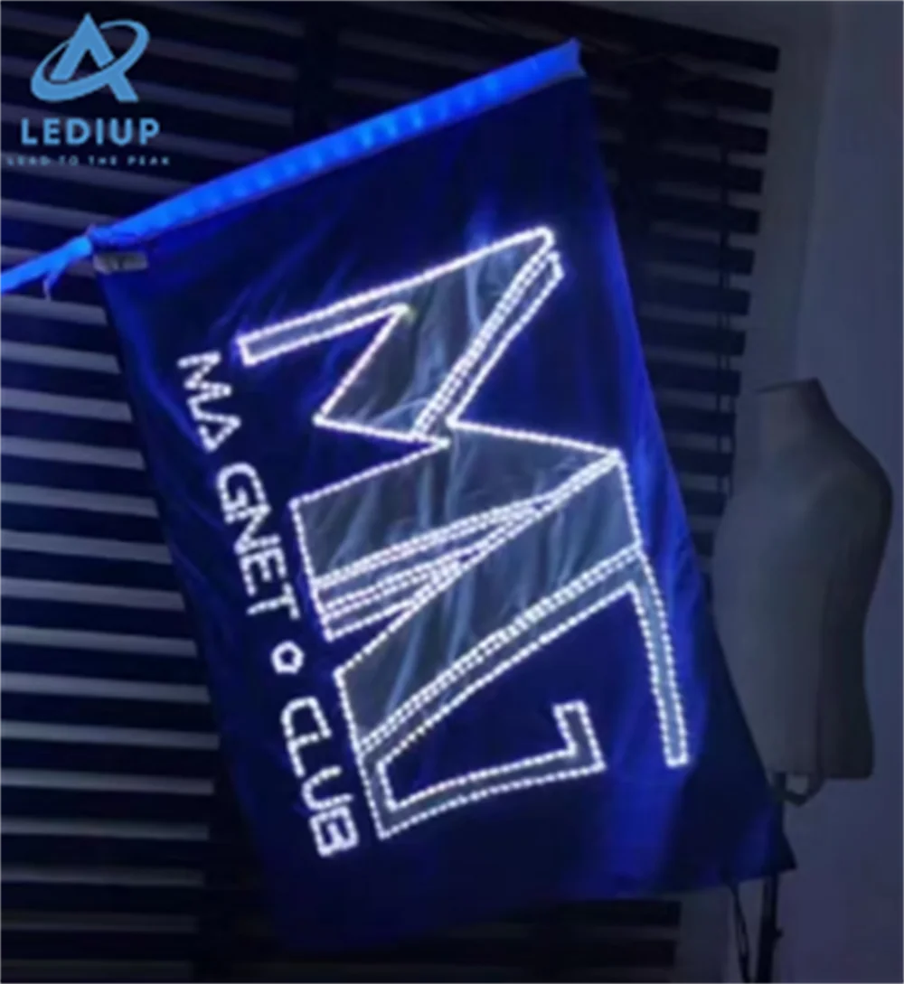 Customized Logo Led Flag Programmable Animation Video LED Glowing Flag ...