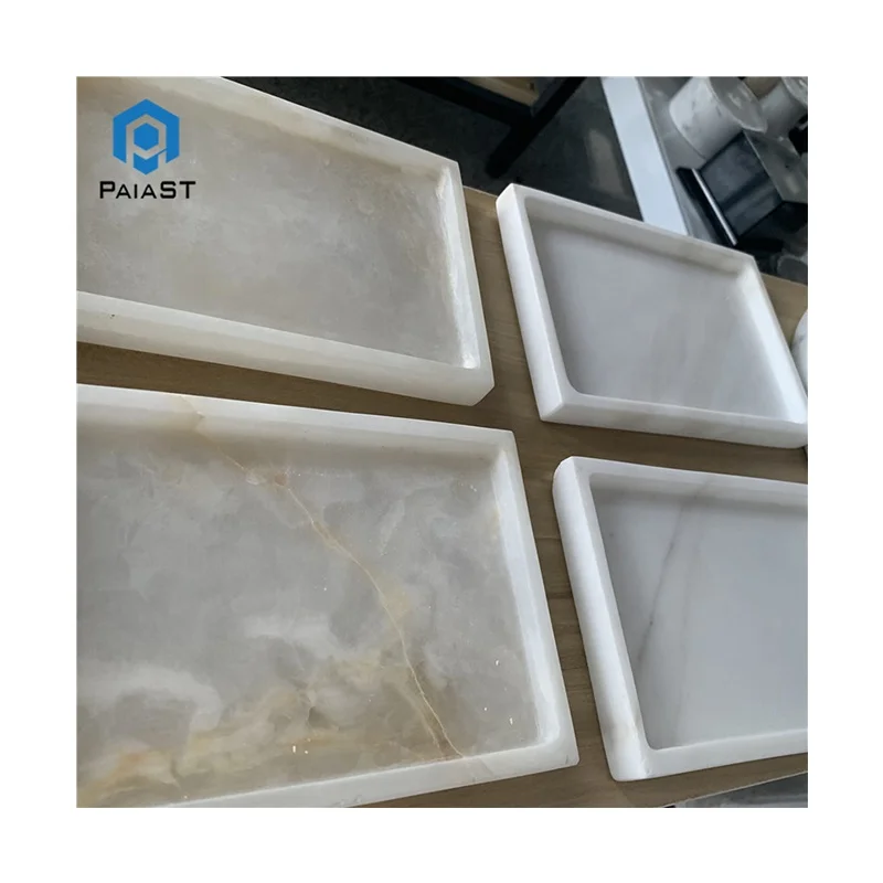 Çox Satılan, Fərdiləşdirilə Bilən, Yüksək Keyfiyyətli Ağ Marmar Kvadrat Tabaq, Lüks, Ekoloji Təmiz Qab, Otellər və Ziyafətlər Üçün, Parlaq Düzbucaqlı Dəst