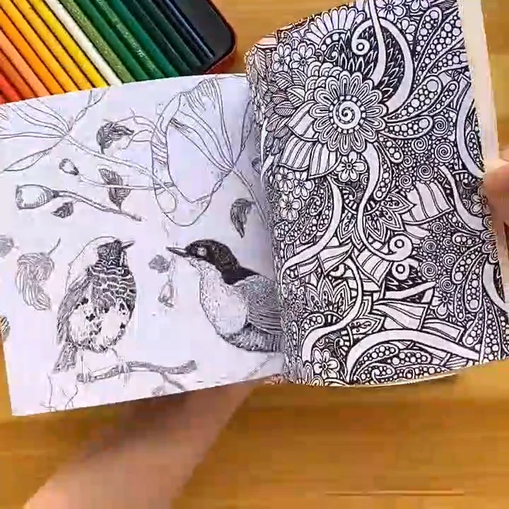 Custom Soft Cover Crayon Colored Relaxation Mandalas Coloring Book For