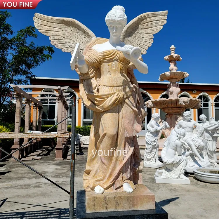 Natural Stone Hand Carved Life Size Marble Angel Statue