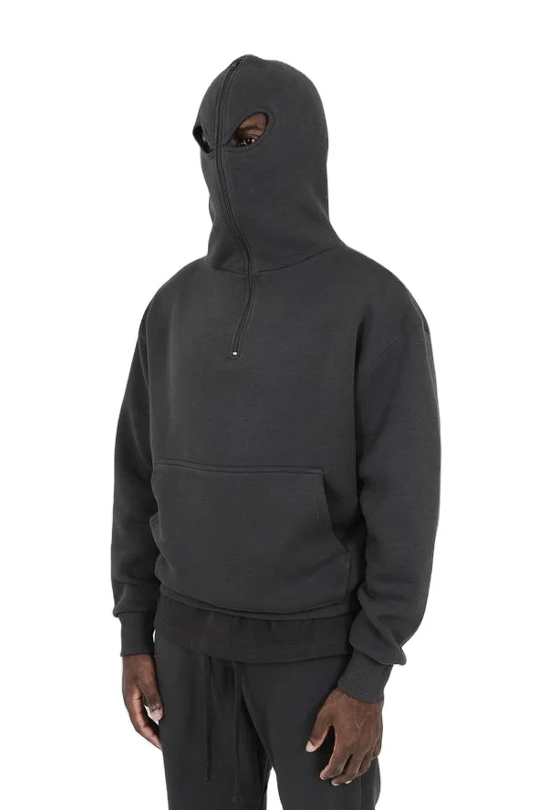 Unique Design Face Cover Graphic Zip Up Hoodie Balaclava Hoodie