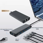 Hot Selling Universal Laptop Mac Book USB Type C To RJ45 Ethernet 5 In 1 Docking Station USB C Hub Supports PD 100W