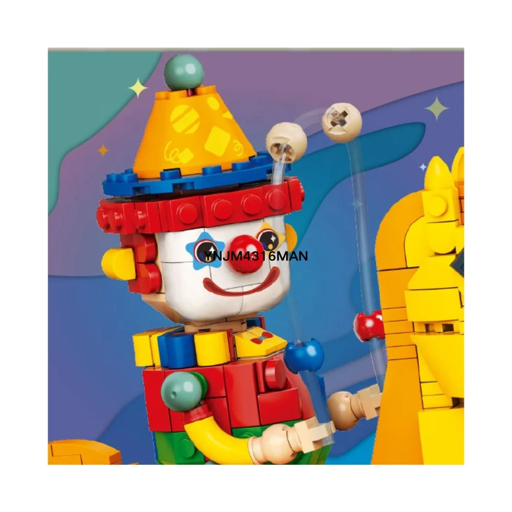 Cute Cartoon Character Building Block Set Small Particle Napoleon Clowns Model Educational Trojan Horse Toy for Kids Block Gifts