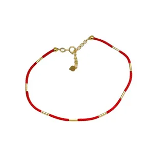 Fashion Vintage Wedding Unisex Couple Red Rope Braided 18K Gold Plated Hand-made Bangle Bracelet Jewelry