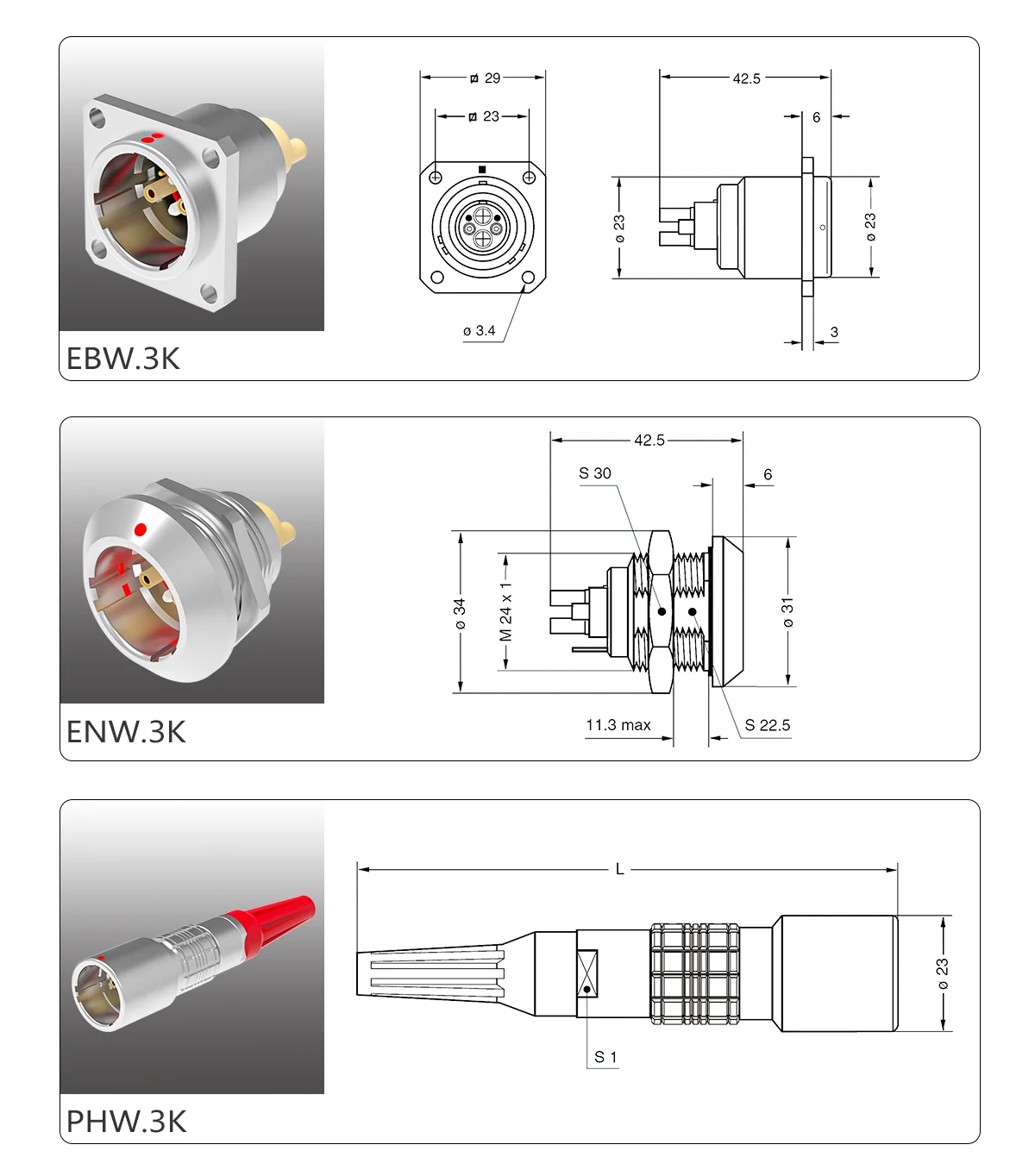 3K.93C Series Optoelectronic Hybrid Self-Locking Connector 3K.93C Plug and Socket for Signal Transmission