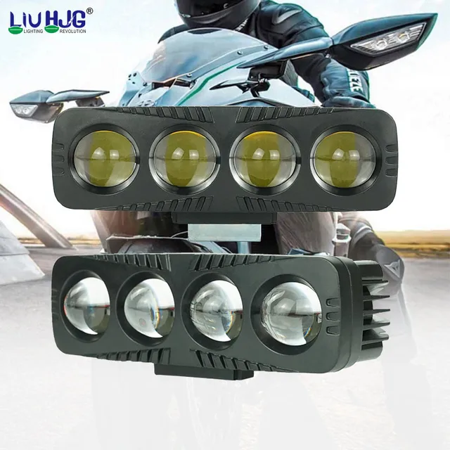 HJG Factory Price Motorcycle Waterproof Work Lights dual-color Headlamp Low Beam High Beam