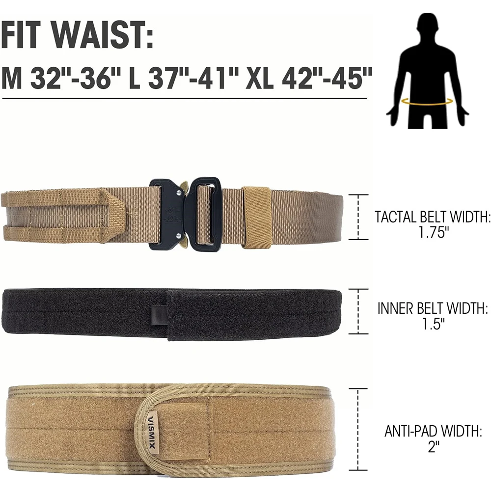 Adjustable Training Quick Release Belts with Inner Belt and Anti-Slip Pad Heavy Duty Sports Tactical Belt