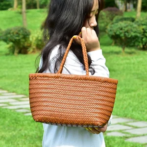 A-377 Dragon Diffusion Woven Bag Genuine Leather French Style Open Basket Handbag Women's Internet Celebrity Favorite Direct