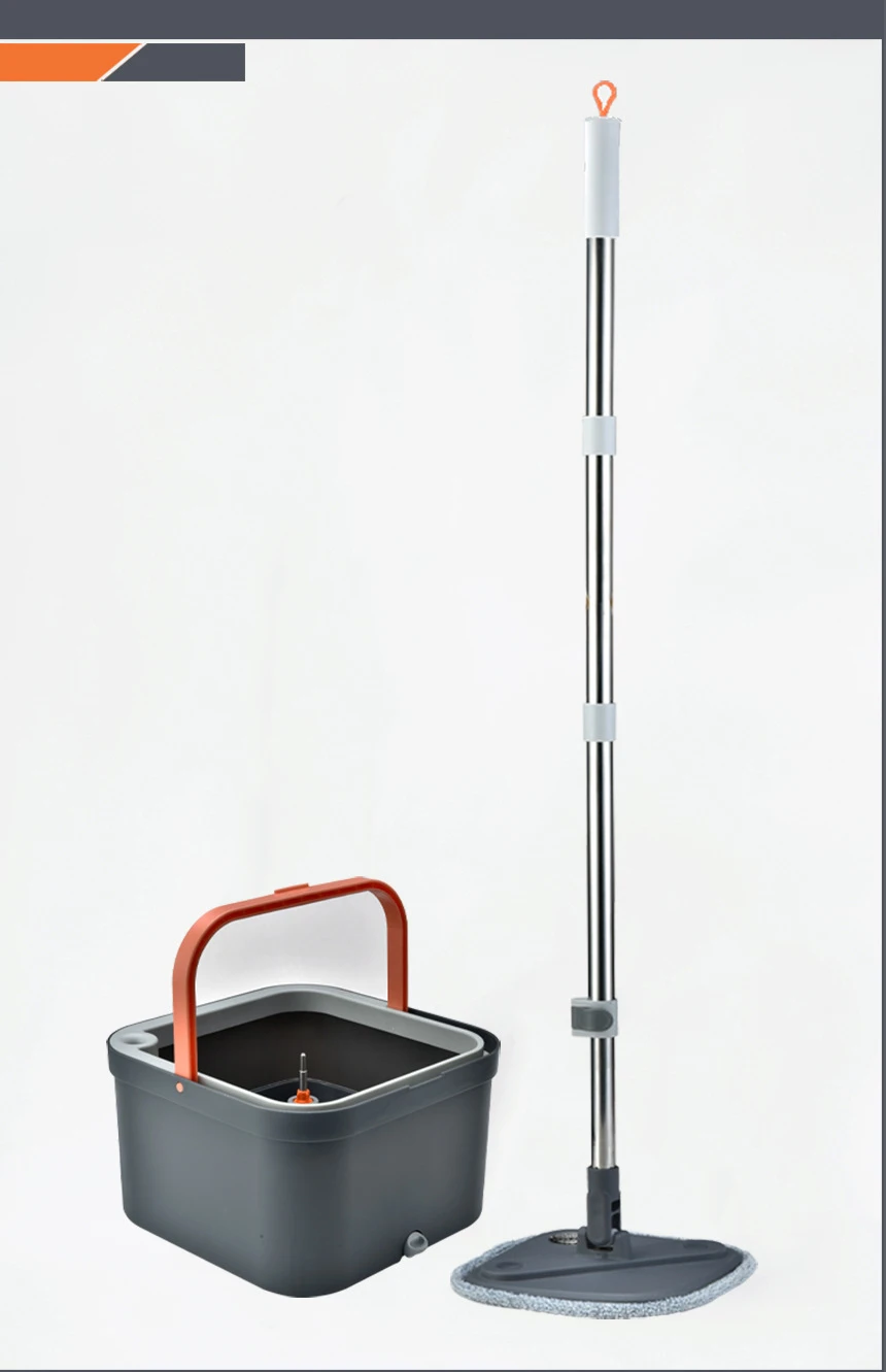 Spin Flat Mop And Bucket With Self Wringing 360 Rotating Square Mop