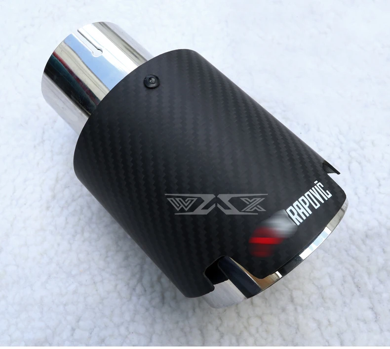 Matte Carbon Fiber Refit Single Outlet Straight Exhaust Tailpipe Car Muffler Exhaust Pipe Tail Tip Customized Logo Universal
