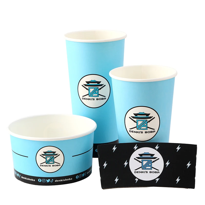 16 oz Eco-Friendly Disposable Paper Cup with Lid for Cold Drinks Tea for Craft and Pack Use Custom Logo Available