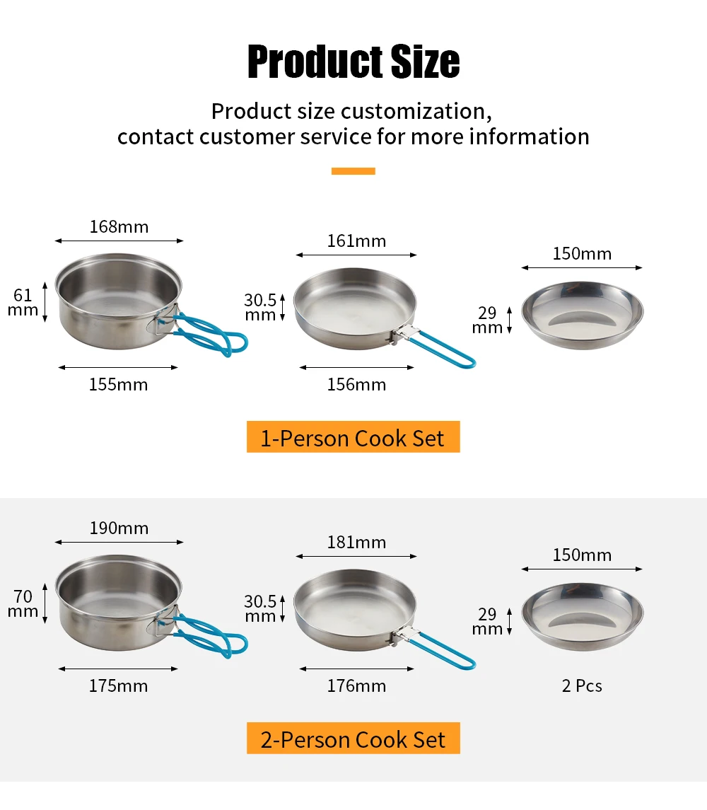 Hot Selling High Quality  1Person Stainless Steel Outdoor Camping Cookware Camping Pan Set For Hiking Picnic supplier