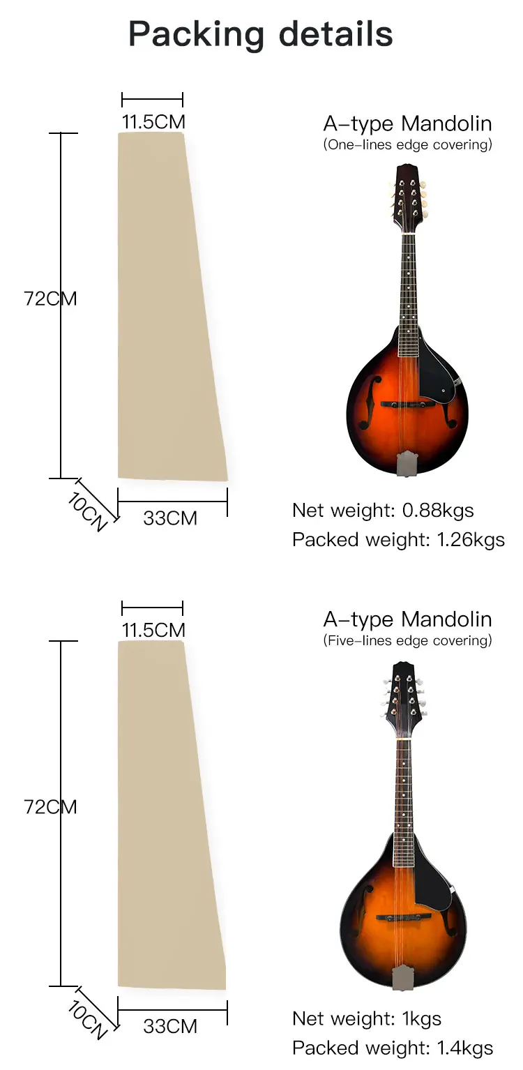 F Style Mandolin Instrument - Sunburst 8 String Acoustic Mandolin for ...