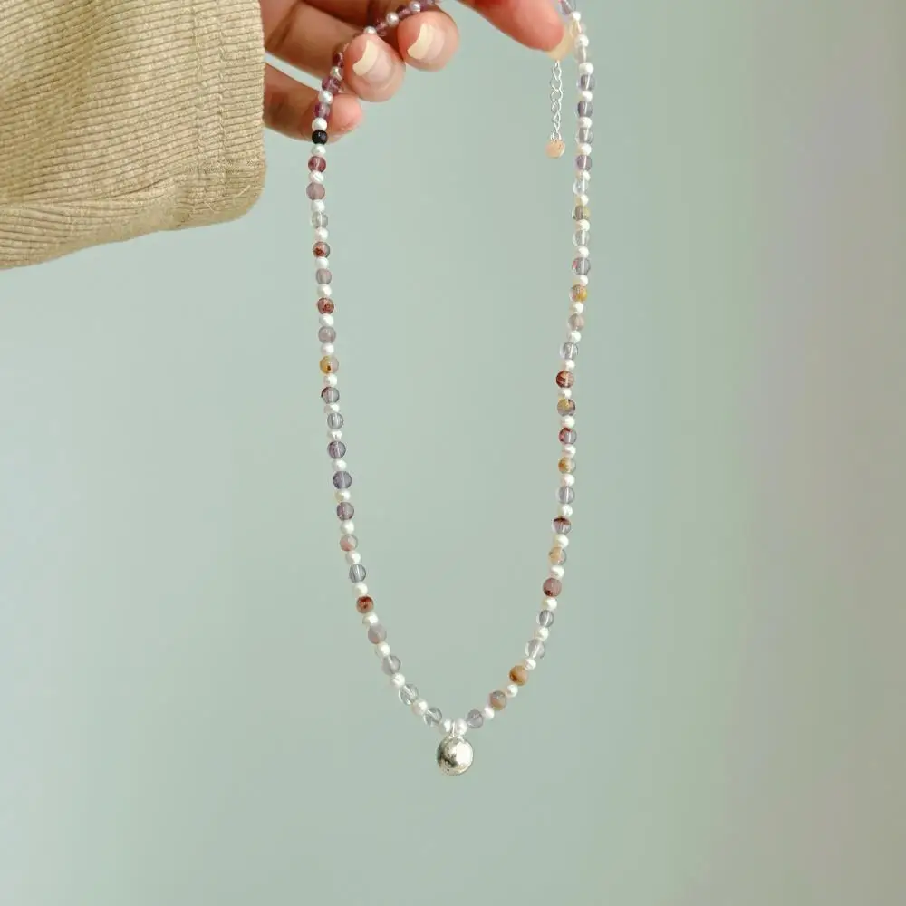KAKODIY fashion natural purple stone beaded necklace 925 sterling silver adjustable necklace jewelry detail 6