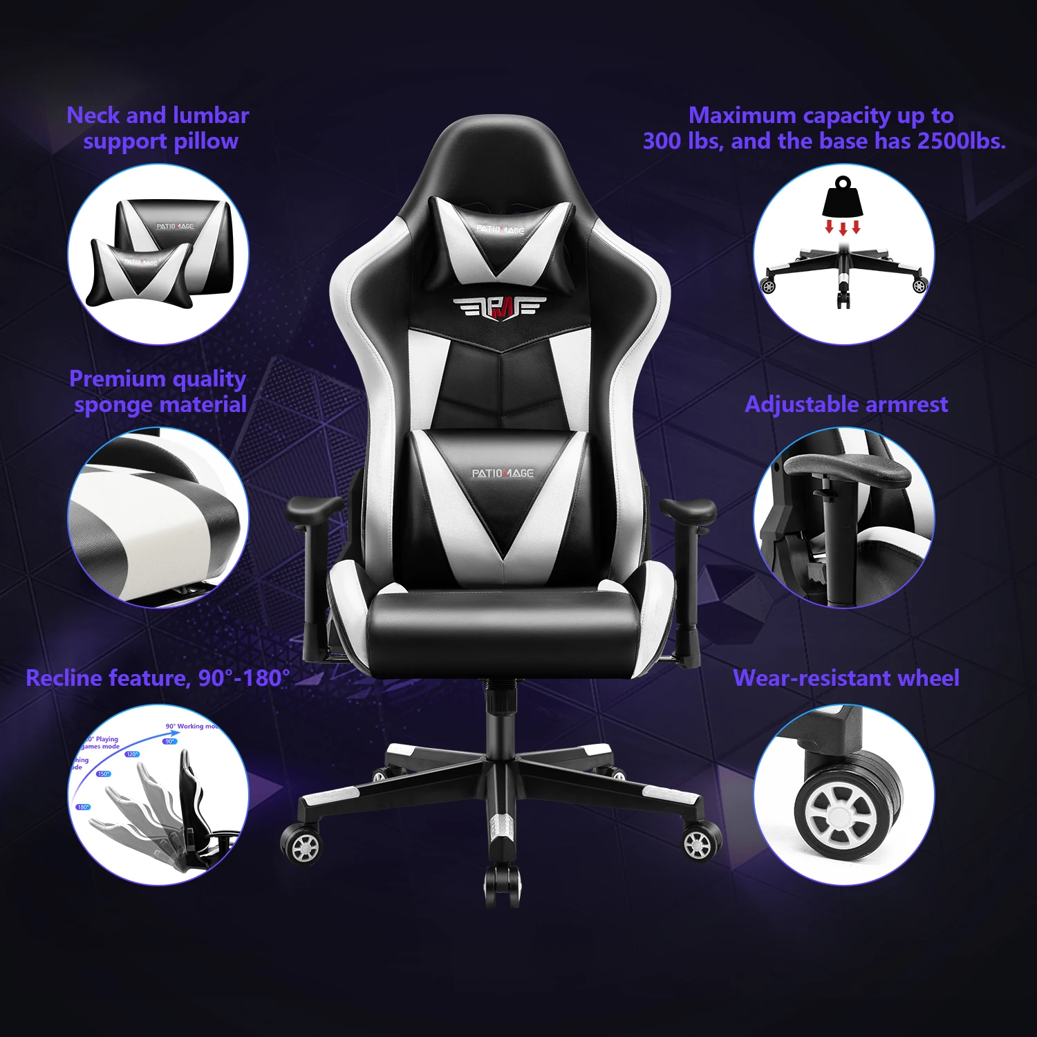 Дешевый игровой стул Скорпион, ПК, rgb, розовое, белое, игровое снаряжение, стул для гонок, компьютер со светодиодной подсветкой для массажа с подставкой для ног