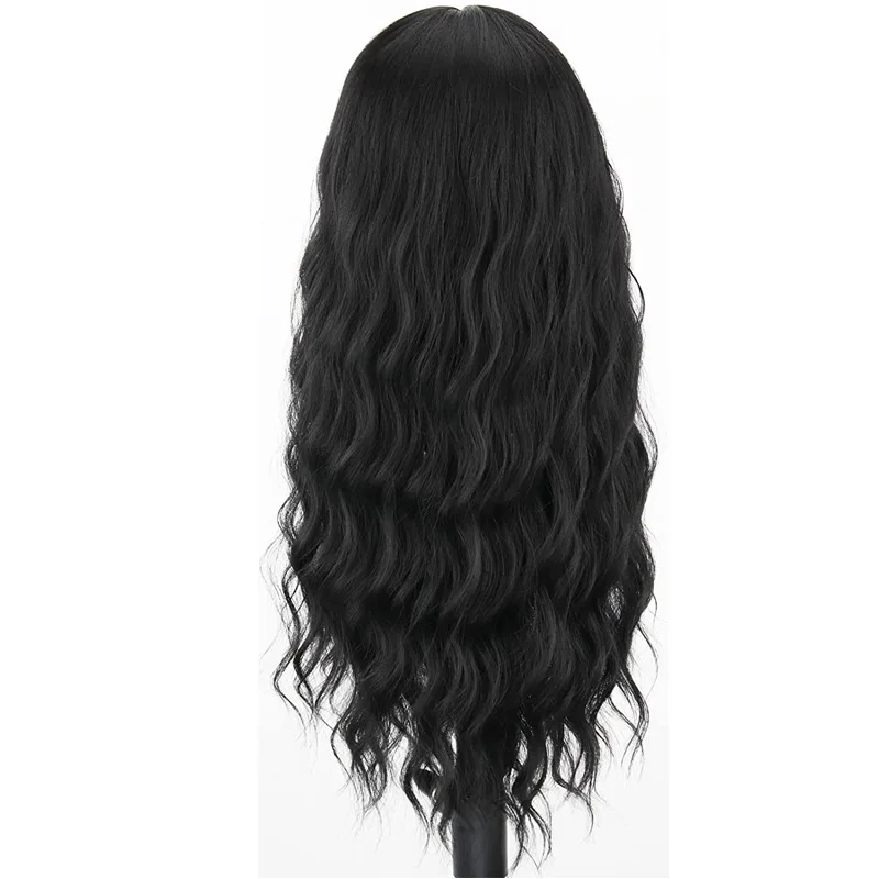 Hot 26inch Big Wave Wig Female Natural Black Long Curly Hair Qi Bangs ...