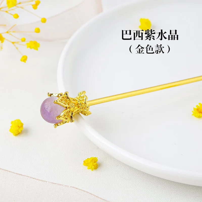 Женская заколка для волос с натуральным камнем