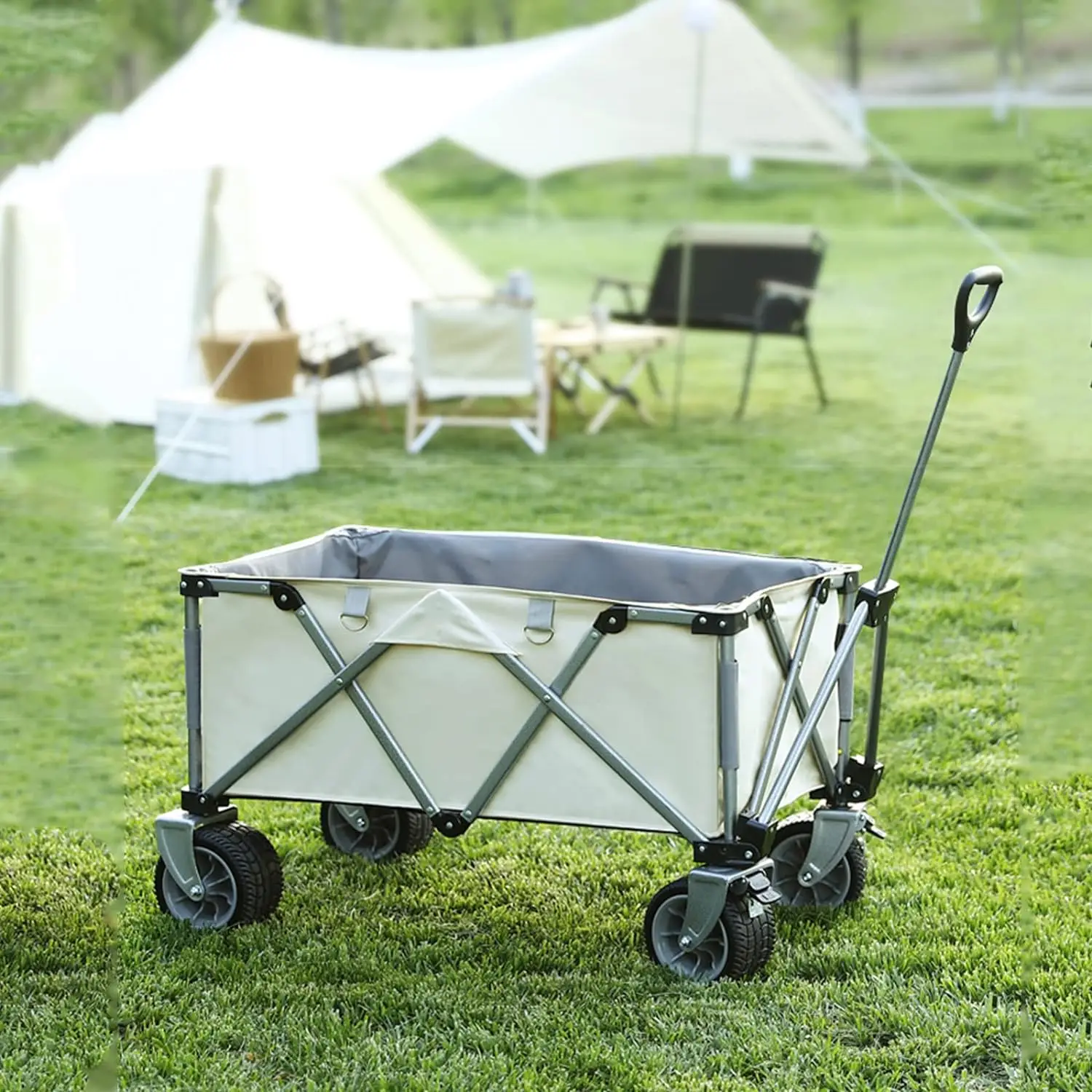 Oeytree Collapsible Outdoor Folding Wagon Cart With Big Wheel Camping