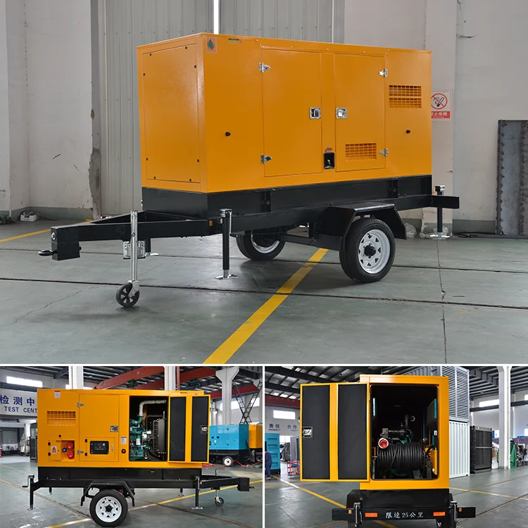 200kw Movable Generator 250 Kva Power Generator with Wheels 250kva Trailer Silent Generator