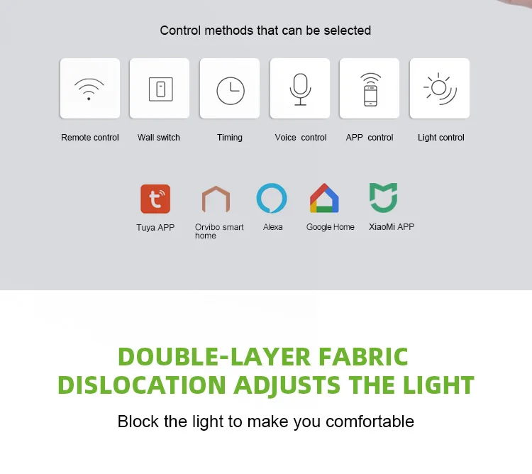 smart home voice app control automatic Electric roller blind motorized shutter Double layer blackout Motorized zebra blinds